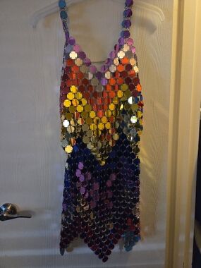 Sequin Mirror Disc Mini Dress - Multicolor